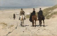 Paseo matutino de Anton Mauve por la playa 1876 cuadro impreso