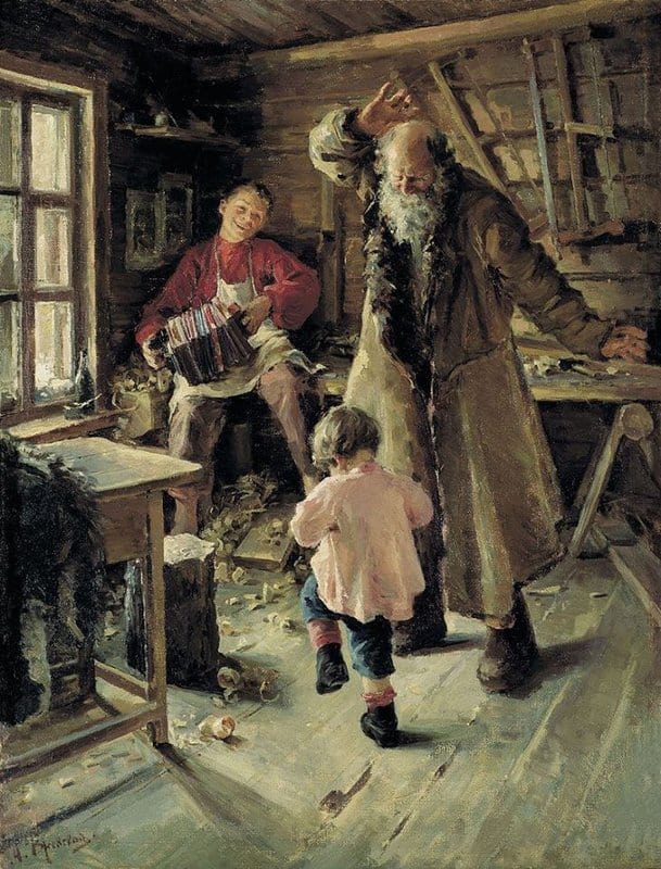 Tableaux sur toile, reproduction de Antonina Rzhevskaya A Merry Moment 1897