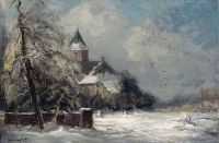 Apol Louis A Church In A Snow Covered Landscape