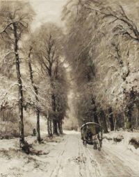Apol Louis A Horse Drawn Cart On A Snowy Path 1909