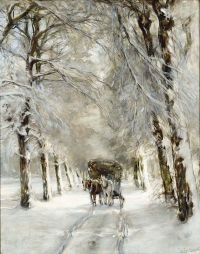 Apol Louis A Horse And A Carriage On A Snowy Lane canvas print