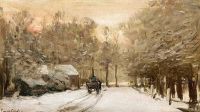 Apol Louis A Horse And A Cart In A Snowy Landscape canvas print