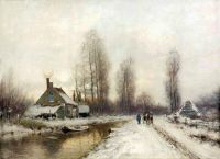 Apol Louis A Horse Drawn Cart Along A Canal In Winter canvas print