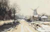 Apol Louis A Path Along A Canal In Winter canvas print