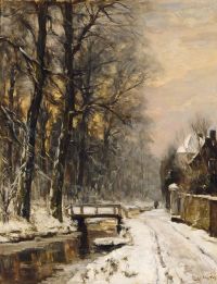 Apol Louis A View Of The Haagse Bos In Winter Time canvas print