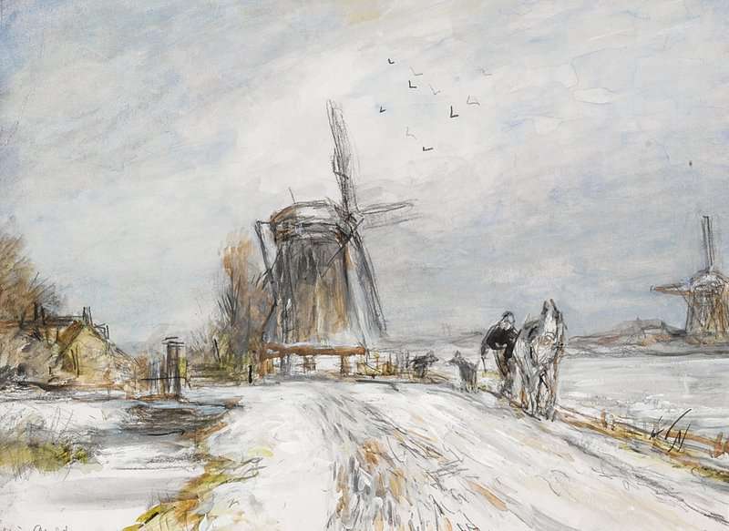 Apol Louis A Windmill In A Winter Landscape canvas print