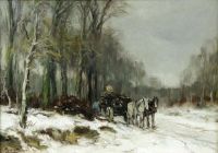 Apol Louis Collecting Wood In A Snowy Forest canvas print