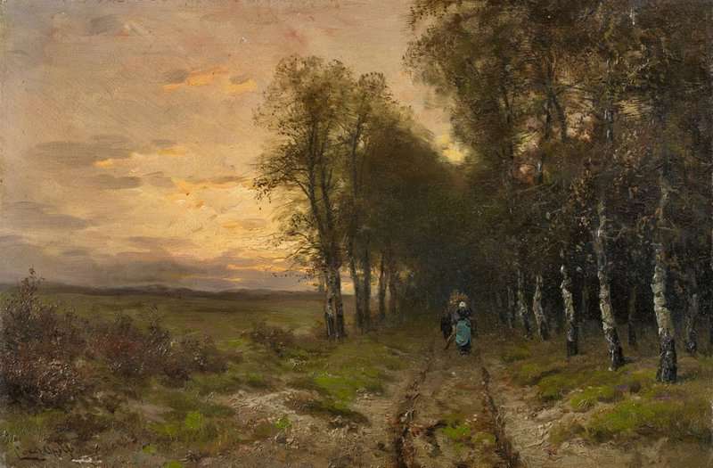 Apol Louis Evening Landscape With Returning Firewood Collectors canvas print