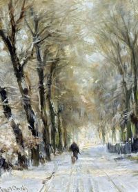 Apol Louis Figure On A Snowy Lane The Haagse Bos canvas print