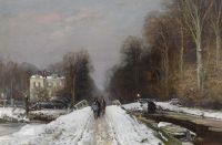 Apol Louis Figures On A Snowy Lane In The Haagse Bos