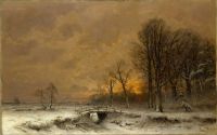 Apol Louis Sneeuwlandschap Bij Ondergaande Zon 1879