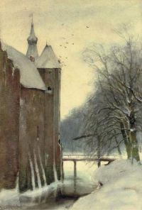 Apol Louis The Castle Doorwerth In Winter canvas print