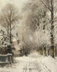 Apol Louis Wandering Along A Snowy Lane canvas print