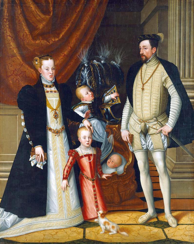 Arcimboldo Giuseppe Holy Roman Emperor Maximilian Ii Of Austria And His Wife Infanta Maria Of Spain With Their Children canvas print