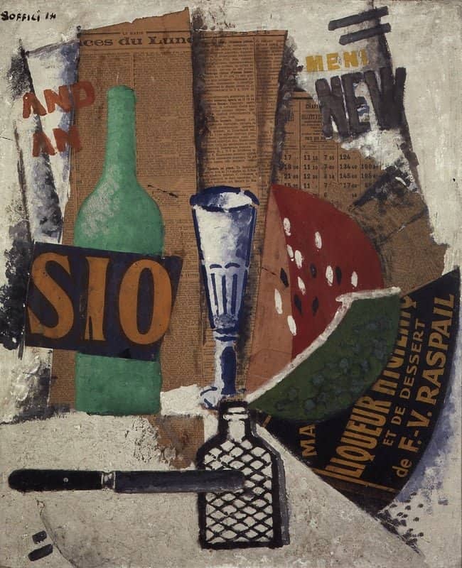 Tableaux sur toile, reproducción de Ardengo Soffici Sandía y licores 1914