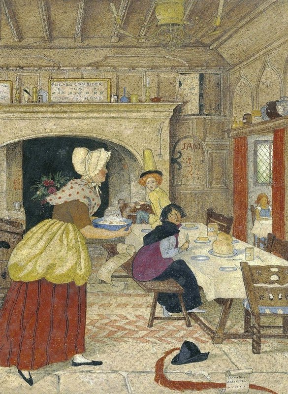 Armfield Maxwell Ashby A Rosy Serving Maid Bearing A Blue Bowl 1911 canvas print