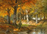 Arnegger Alois An Autumnal Landscape With Wood Collectors canvas print