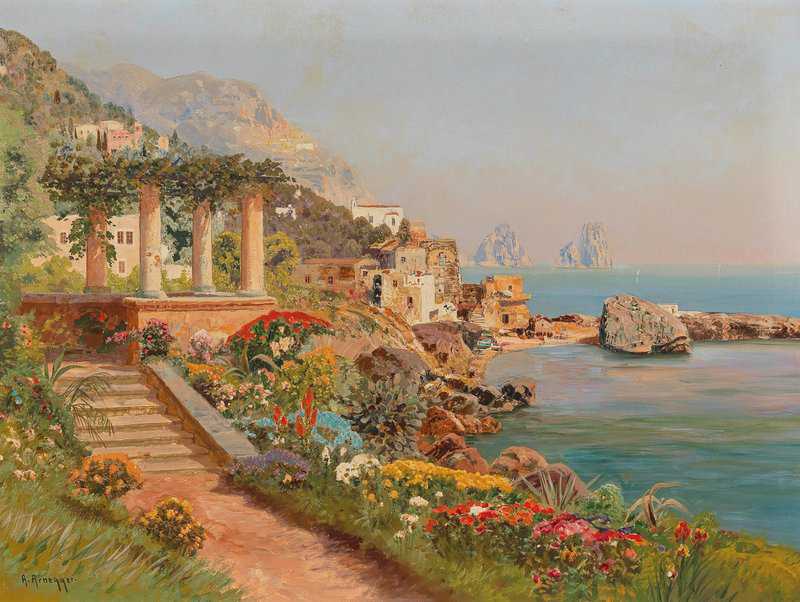 Arnegger Alois Capri A View Of The Faraglioni Rocks canvas print
