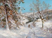Arnegger Alois Hunter In A Winter Woodland canvas print