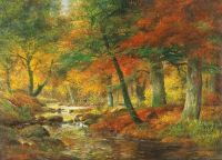 منظر طبيعي لنهر Arnegger Alois في طباعة قماشية الخريف
