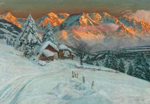 Arnegger Alois Sonnenuntergang In Den Winterlichen Bergen canvas print
