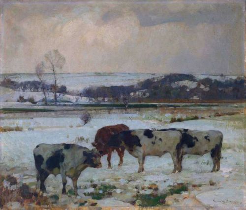 Arnesby Brown John Alfred Cattle In Snow 1927 canvas print