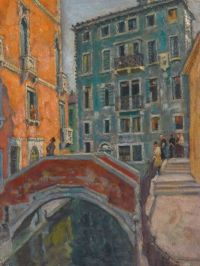 Arnold Lakhovsky - Scena del canale veneziano 1927