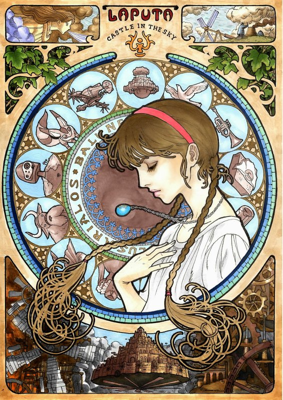 Art Nouveau Laputa Castle In The Sky By Marlboro canvas print