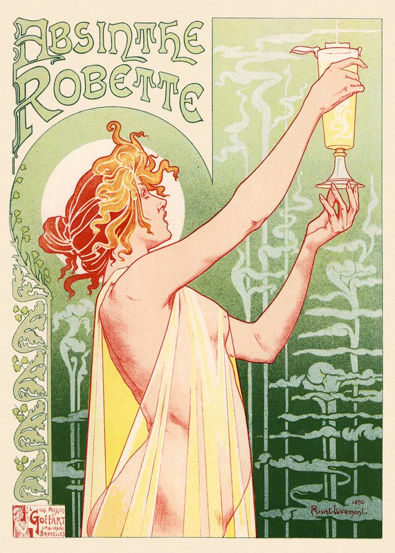 Art Nouveau Privat Livemonts Absinthe Robette Art Nouveau Vintage Poster canvas print