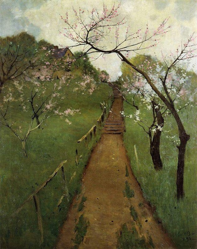 Tableaux sur toile, Reproduktion von Arthur Wesley Dow Spring Landscape 1892