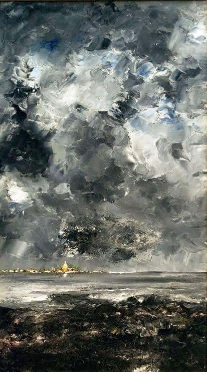 Tableaux sur toile, August Strindberg The Town 1903의 복제