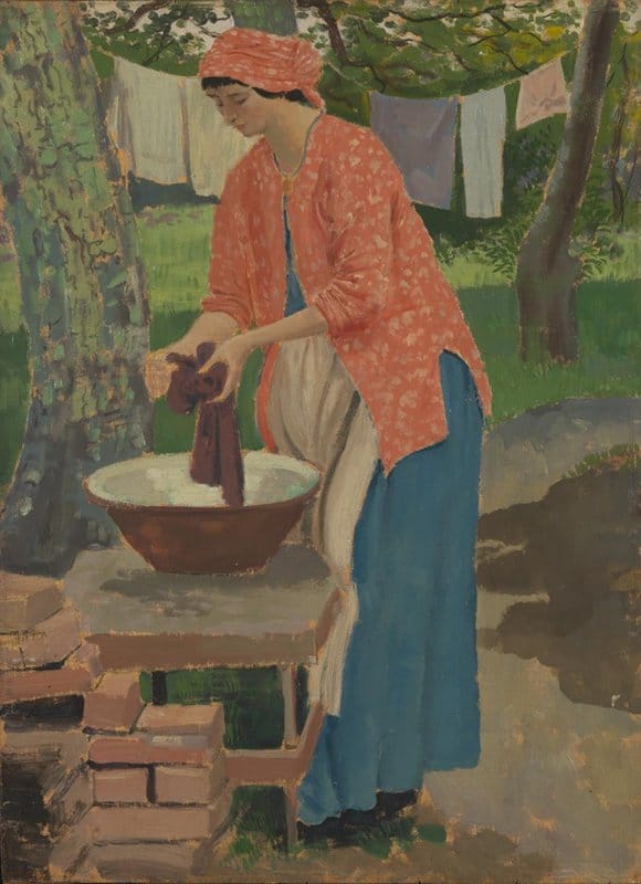 Tableaux sur toile, Reproduktion von Augustus John Om Washing Day Ca.1915