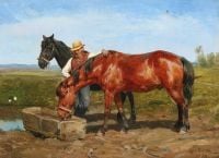 Bache Otto Ein Bauer tränkt seine Pferde 1879