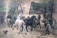 Bache Otto A Team Of Horses Outside Lindenborg Kro Ca. 1878 canvas print