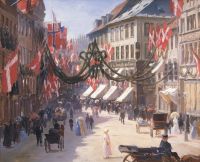 Vimmelskaftet의 여름날 코펜하겐의 Bache Otto 국기의 날