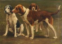 Bache Otto Three Eager Hunting Dogs canvas print