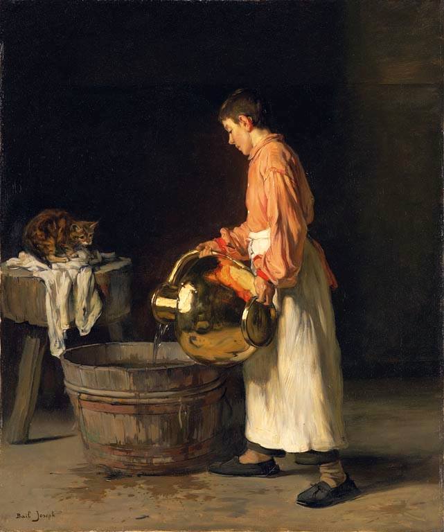 Bail Joseph Boy With A Water Pitcher And A Cat canvas print
