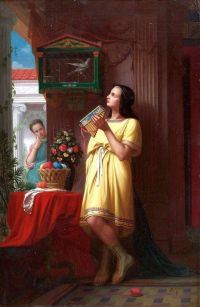 Bakalowicz Stefan Wladislawowitsch Girl With A Flute canvas print