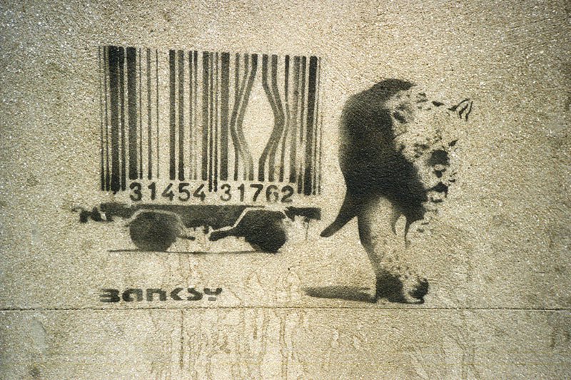Banksy Barcode Tiger Canva Art Paint