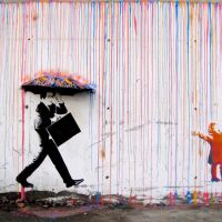 Banksy gekleurde regen
