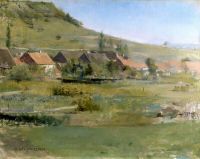 Bastien Lepage Jules Landschaft mit einer Dorfumgebung von Damvillers Ca. 1882 83