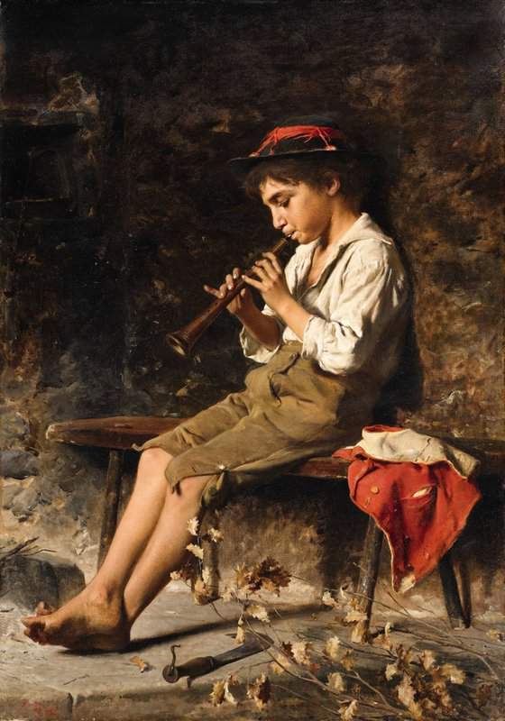 Bechi Luigi Boy With Recorder Aka Boy Playing A Pipe canvas print