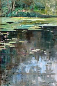 Beck Julia River Landscape With Water Lillies canvas print