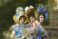 Bellei Gaetano Three Girls Elegantly Dressed
