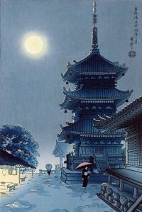 Benji Asada Moon At Kiyomizu Pagoda 1930 by Canva Art Paint