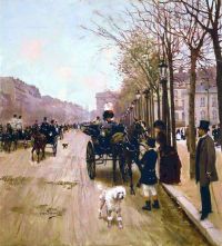 Beraud Jean Carriages On The Champs Elysees 1889 canvas print