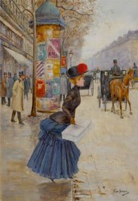 Beraud Jean Jeune Femme Traversant Le Boulevard Ca. 1897 طباعة قماش