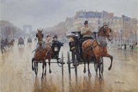 Beraud Jean Rond Point Des Champs Elysees Ca. 1880 canvas print