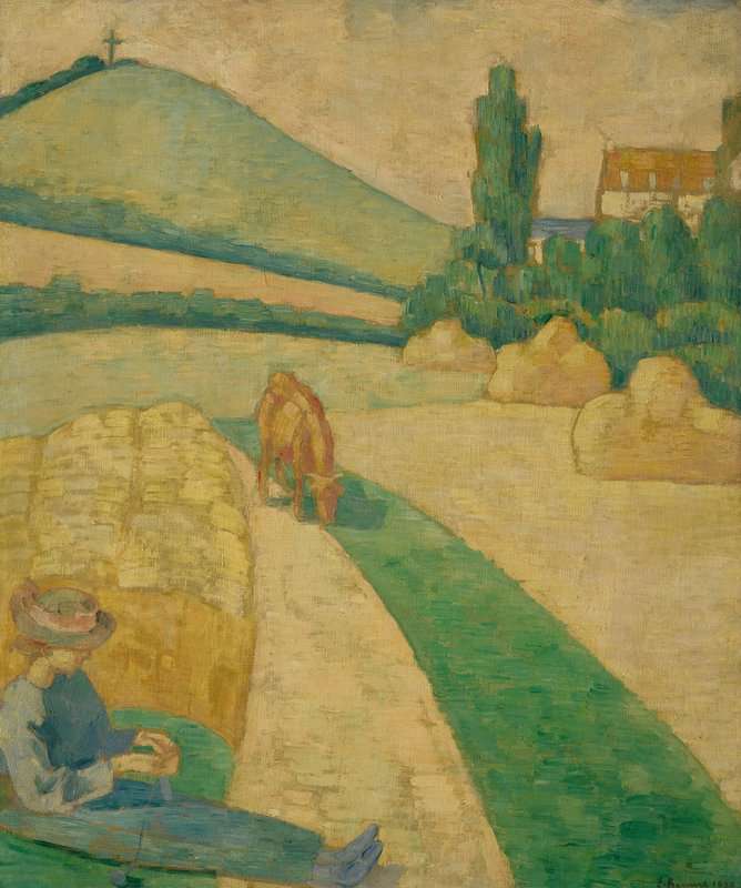 Bernard Emile Chemin De Bretagne Avec Gardien De Vache 1890 canvas print