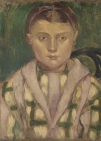 برنارد إميل صورة لامرأة شابة في سترة وردية